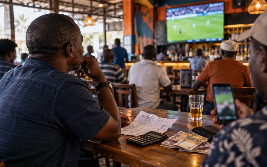 A calculator, betting coupon and phone help illustrate the cost of a promotion